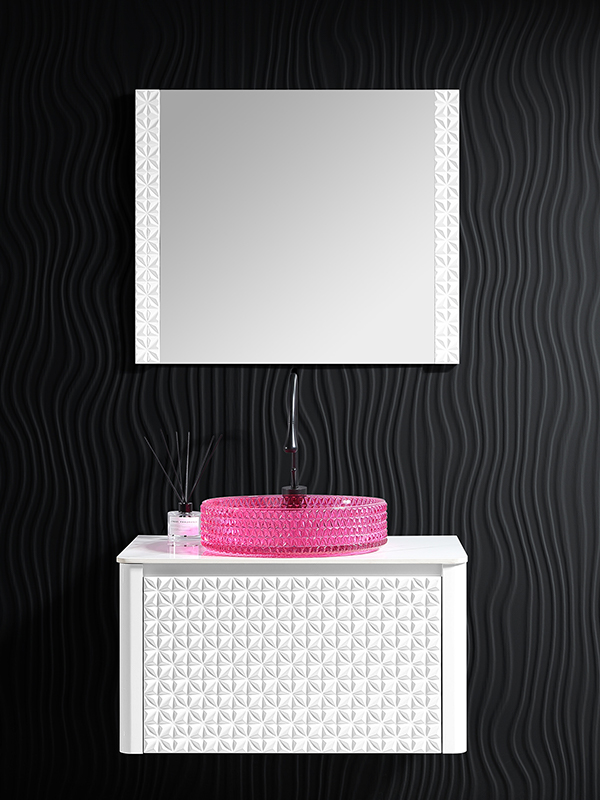 Wit Nieuw design Moderne Stijl Wandmontage Elegante Badkamer Vanity set Badkamermeubel met Kunststeen aanrecht;