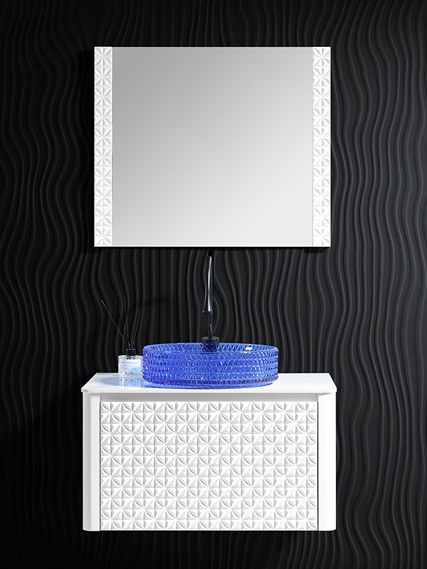 Wit Nieuw design Moderne Stijl Wandmontage Elegante Badkamer Vanity set Badkamermeubel met Kunststeen aanrecht;