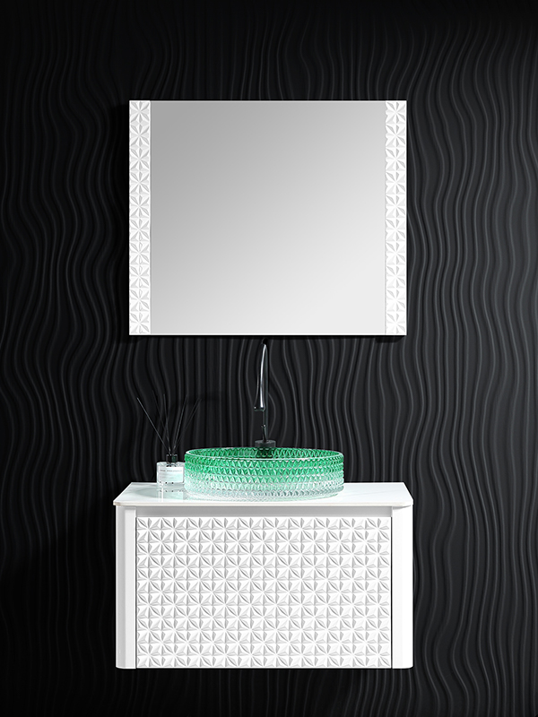 Wit Nieuw design Moderne Stijl Wandmontage Elegante Badkamer Vanity set Badkamermeubel met Kunststeen aanrecht;