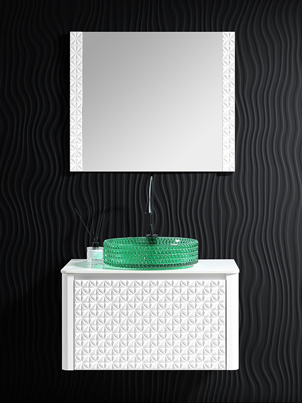 Wit Nieuw design Moderne Stijl Wandmontage Elegante Badkamer Vanity set Badkamermeubel met Kunststeen aanrecht;